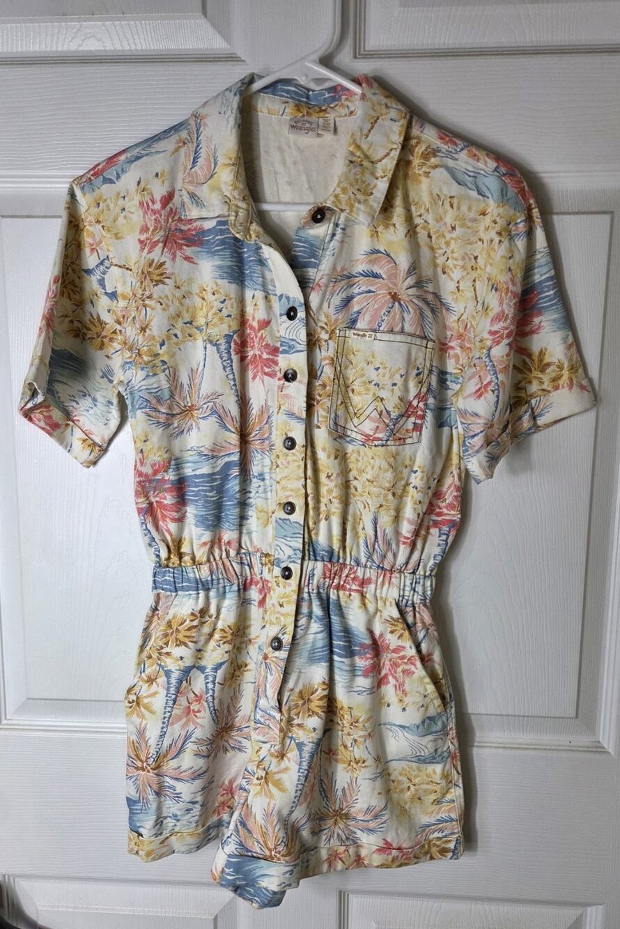 Billabong X Wrangler Cali Sun Romper Size Small Beach Scene Pockets Summer